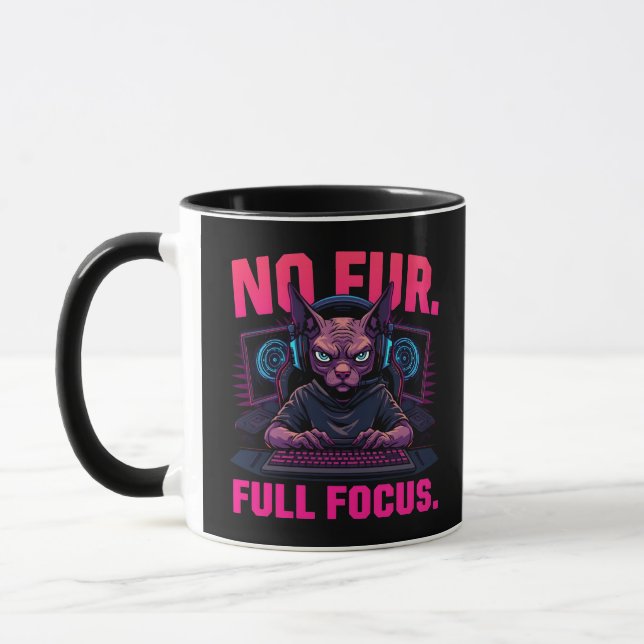 Caneca Gamer de Gato Sphynx Sem Pelo Foco Total (Esquerda)