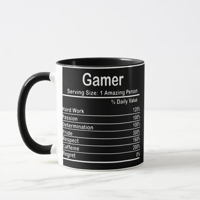Caneca Gamer Nutricional Fatos Legal Jogo de Vídeo Gamer (Esquerda)