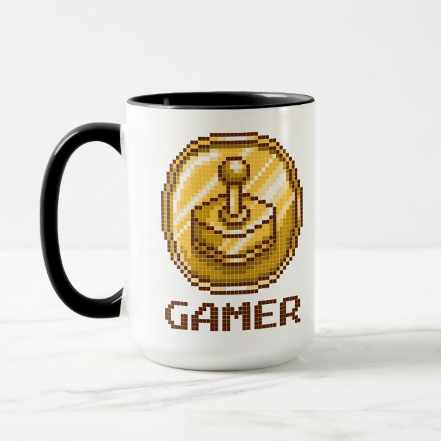 Caneca Gamer Pixel Joystick Emblem - Retro Gaming (Esquerda)