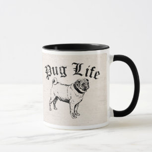 Caneca Gângster engraçado do cão da vida do Pug