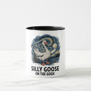 Caneca Ganso Bobo no Gogh Paródia Engraçada Gansos Pássar