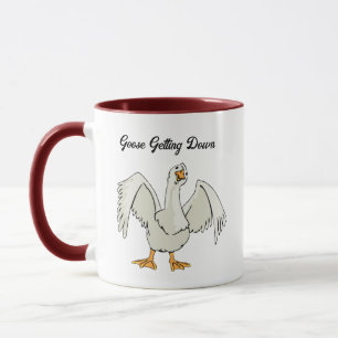 Caneca Ganso Branco Dançando Desenho Animado Engraçado