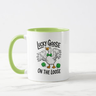 Caneca Ganso Sortudo à Solta Ganso Engraçado Shamrock 