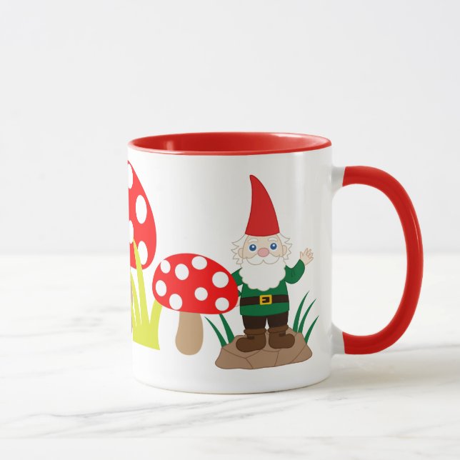 Caneca Garden Gnomo Mushroom Cup Personalizar Mug de Café (Direita)