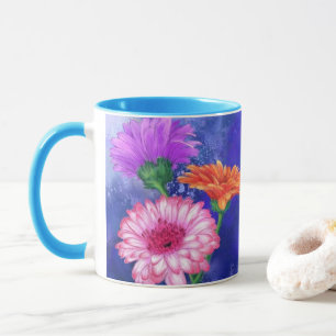 Caneca Garganta Gerberas de Três Cores - Desenho de Arte