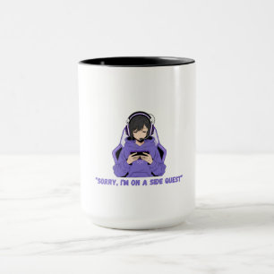 Caneca Garota Anime Gamer Arte de Jogo Roxa