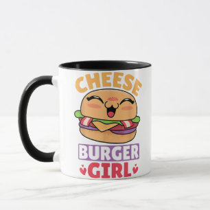 Caneca Garota Cheeseburger, Mulheres Hamburger e Cheesebu