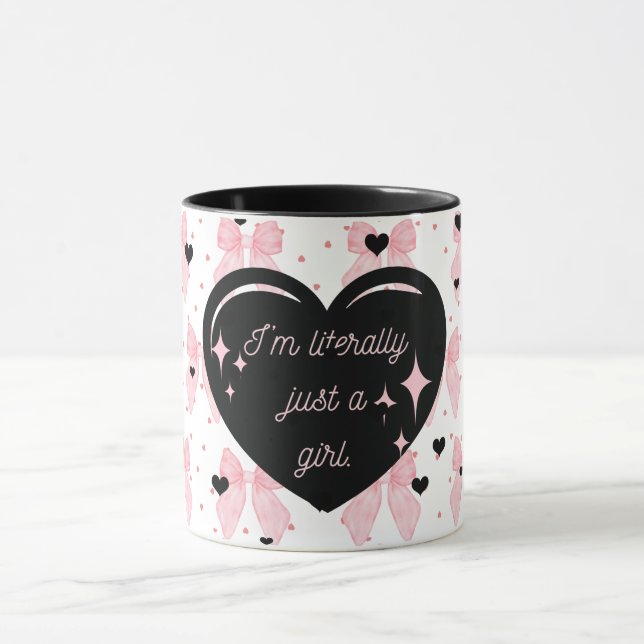 Caneca Garota Coquette Pink Black Heart Apenas uma Garota (Centro)
