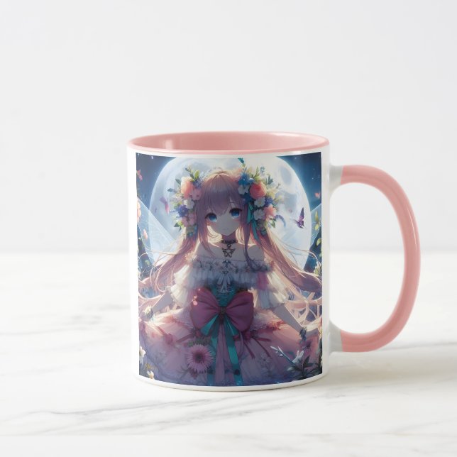 Caneca Garota de Anime Flor Lua Fada (Direita)
