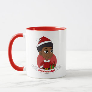Caneca Garota de Natal com um desenho afro
