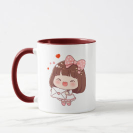 Caneca Garota Fofa Com Carta de Amor