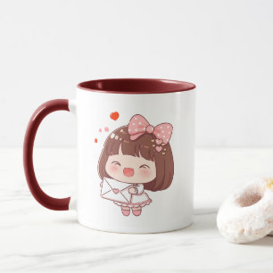 Caneca Garota Fofa Com Carta de Amor