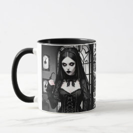 Caneca Garota Gótica Branca e Negra