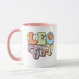 Caneca Garota Leão Sol Retro Zodíaco Astronomia Aniversár