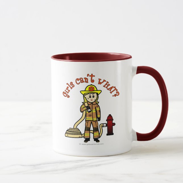 Caneca Garota Loira de Bombeiros (Direita)