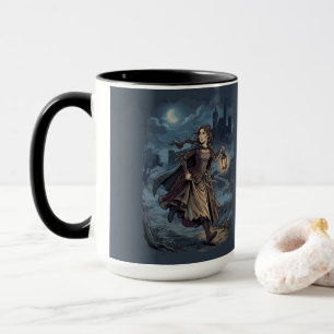 Caneca Garota Medieval Fantasia Gótica Lanterna Castelo N