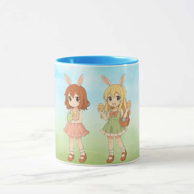 Caneca Garotas fofas de anime coelhinhas da Páscoa (Centro)
