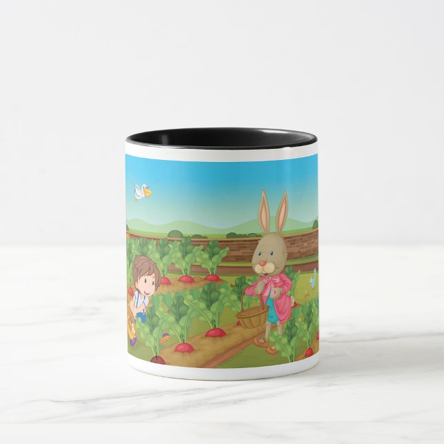 Caneca Garoto E Coelho Pegando Veggies Mug (Criador carregado)