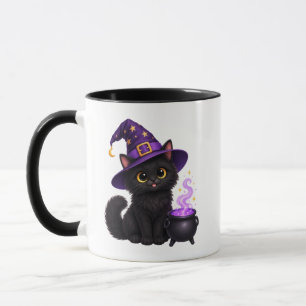 Caneca Gata Bruxa Preta Fofa de Halloween