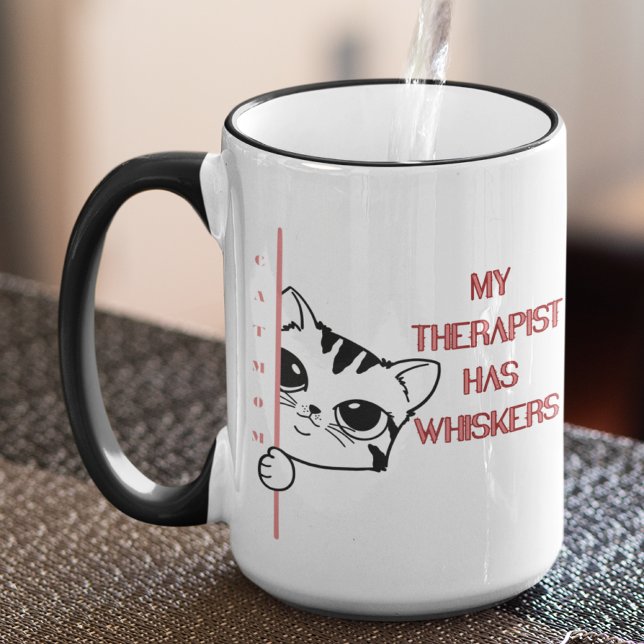 Caneca Gata Mamãe Meu terapeuta tem bigodes  (Criador carregado)