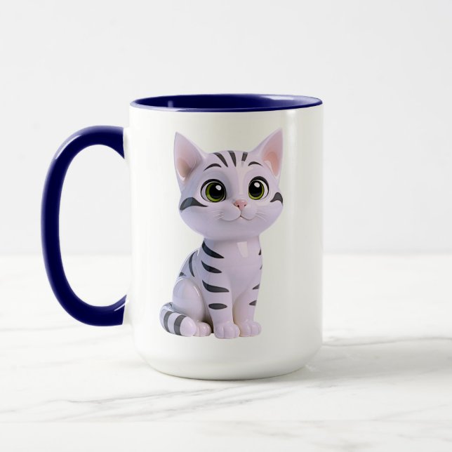Caneca Gatinho Adorável com Listras Brancas (Esquerda)
