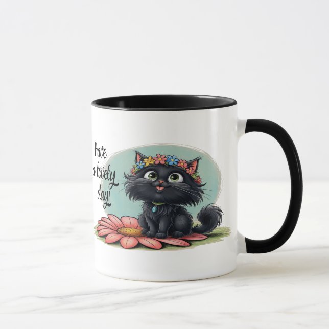 Caneca Gatinho Alegre em uma Flor - Sorria Conosco! (Direita)