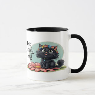 Caneca Gatinho alegre numa Flor - Sorria conosco!