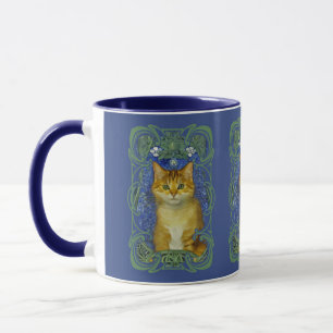 Caneca Gatinho bonitinho no estilo Vintage Art Nouveau