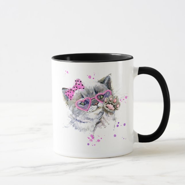 Caneca Gatinho bonito da aguarela (Direita)
