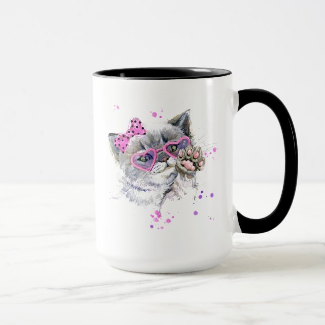 Caneca Gatinho bonito da aguarela (Direita)
