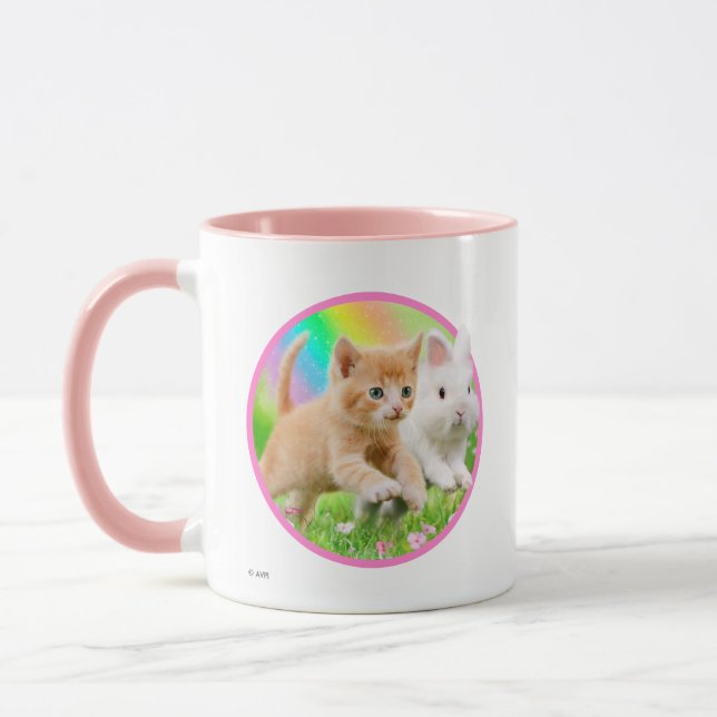 Caneca Gatinho & coelho com arco-íris (Esquerda)