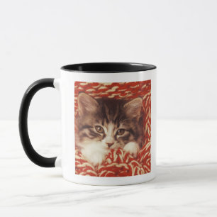 Caneca Gatinho envolvido na cobertura de lã, fim-acima