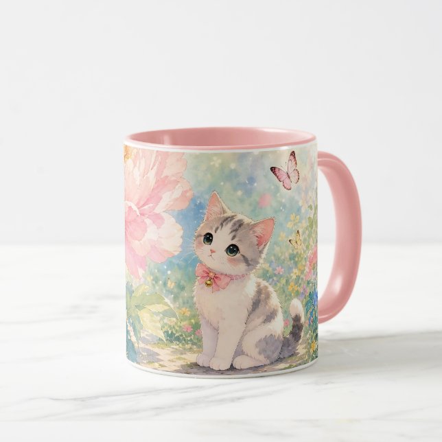 Caneca Gatinho Floral (Frente Esquerda)