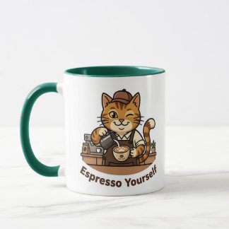 Caneca Gatinho Fofinho Barista Amante de Café Kawaii