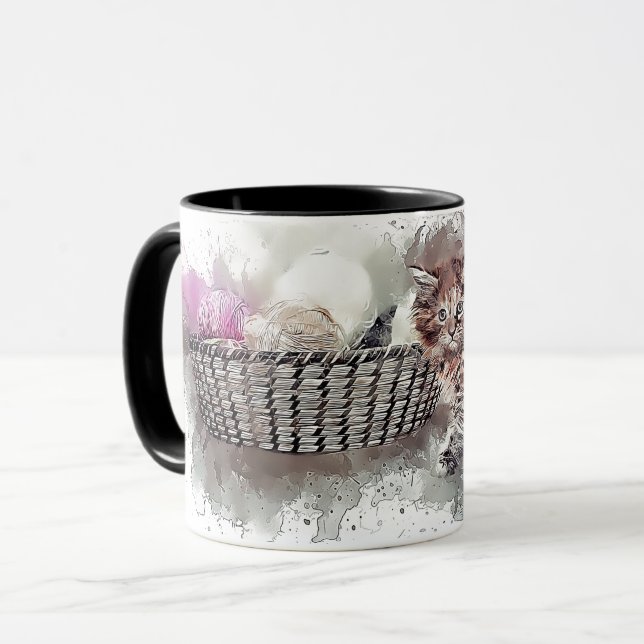 Caneca Gatinho Gato De Gato De Gatinho Jogando Bola De Ga (Frente Esquerda)