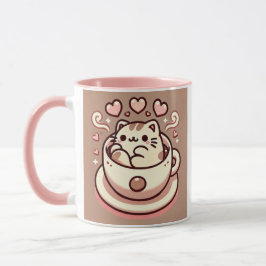 Caneca Gatinho Gato Inteiro e Café-Cute Kawaii em Teacup