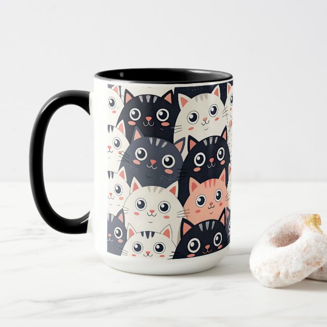 Caneca Gatinho Kaleidoscópio (Com Donut)