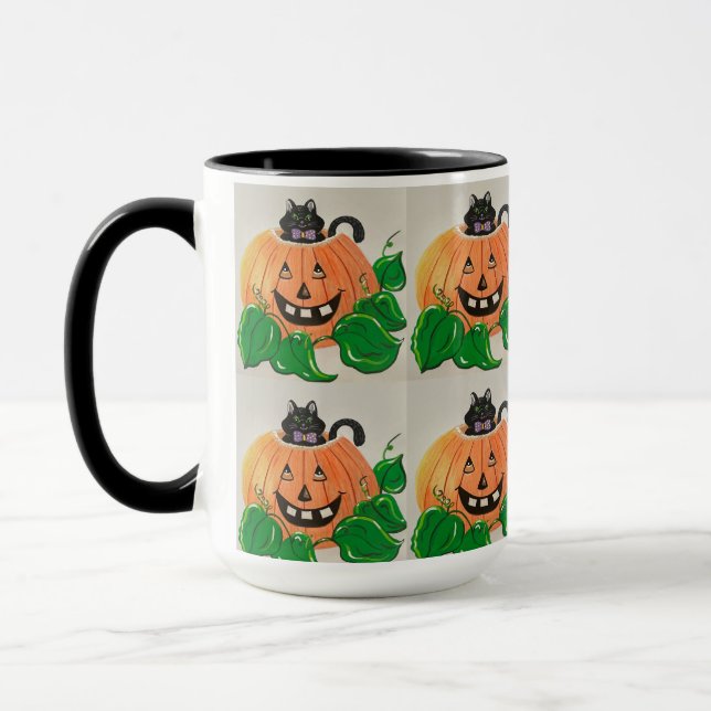 Caneca Gatinho no Pote de doces de Abóbora (Esquerda)