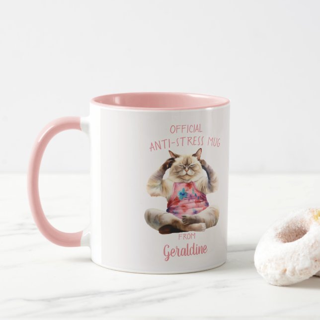Caneca Gatinho Oficial Anti-Stress Mug Meditating (Com Donut)