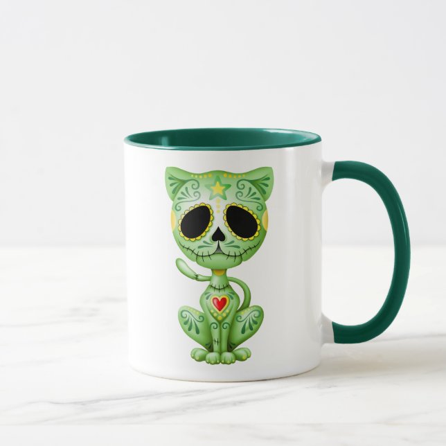 Caneca Gatinho verde do açúcar do zombi (Direita)