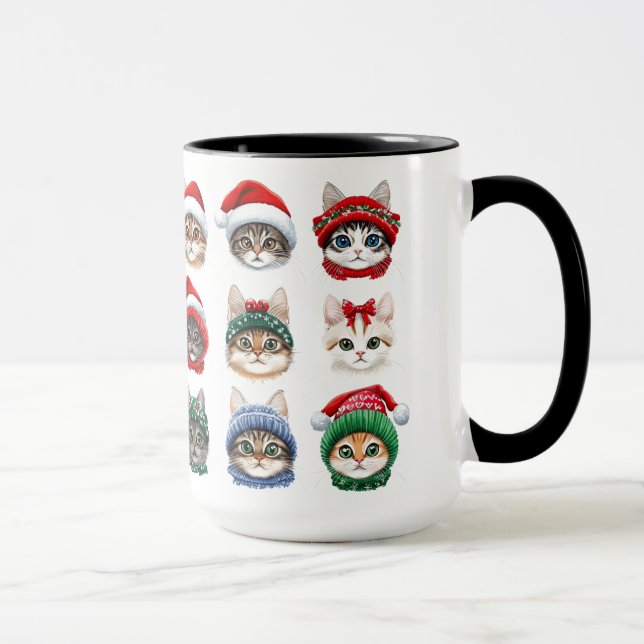 Caneca Gatinhos bonito em Chapéus de inverno (Direita)