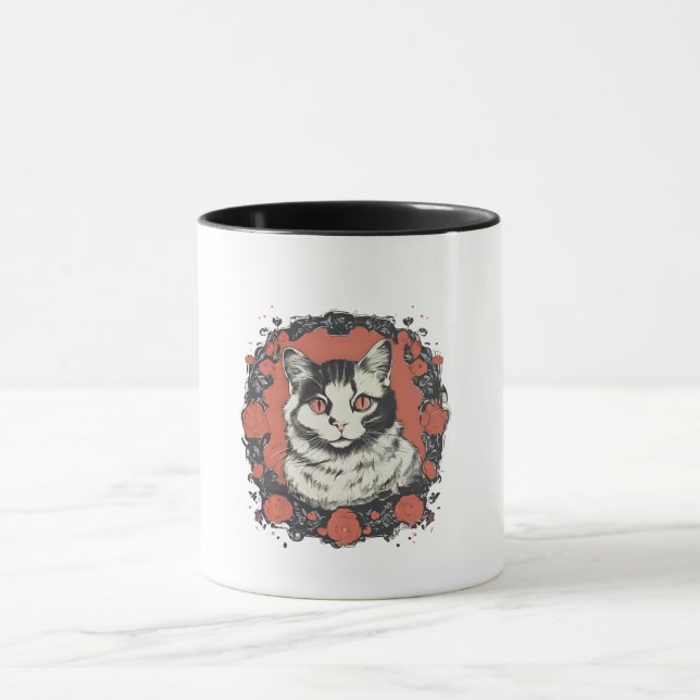 Caneca gatinhos bonitos amam arte design (Centro)