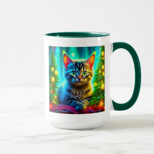 Caneca Gatinhos de Cinzas bonitas com árvores de Natal