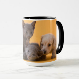 Caneca Gatinhos do russo & filhotes de cachorro azuis do