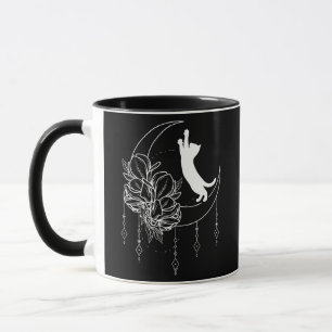 Caneca Gatinhos Flores Lua Magnética Sinais de Gato
