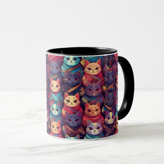 Caneca Gatinhos Ninja engraçados (Frente Esquerda)