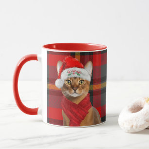Caneca Gato Abissínio Amante Xadrez Vermelho Natal