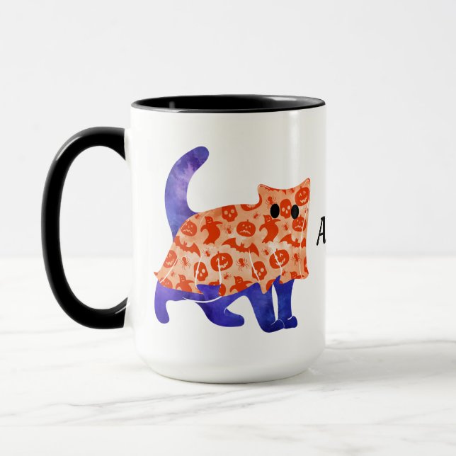 Caneca Gato Azul Cujo Gato É De Halloween 2 Mug (Esquerda)