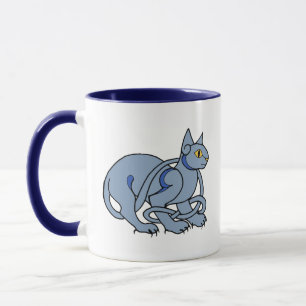Caneca Gato azul do nó celta medieval da arte