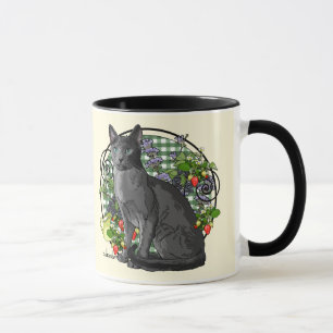 Caneca Gato azul do russo com bagas